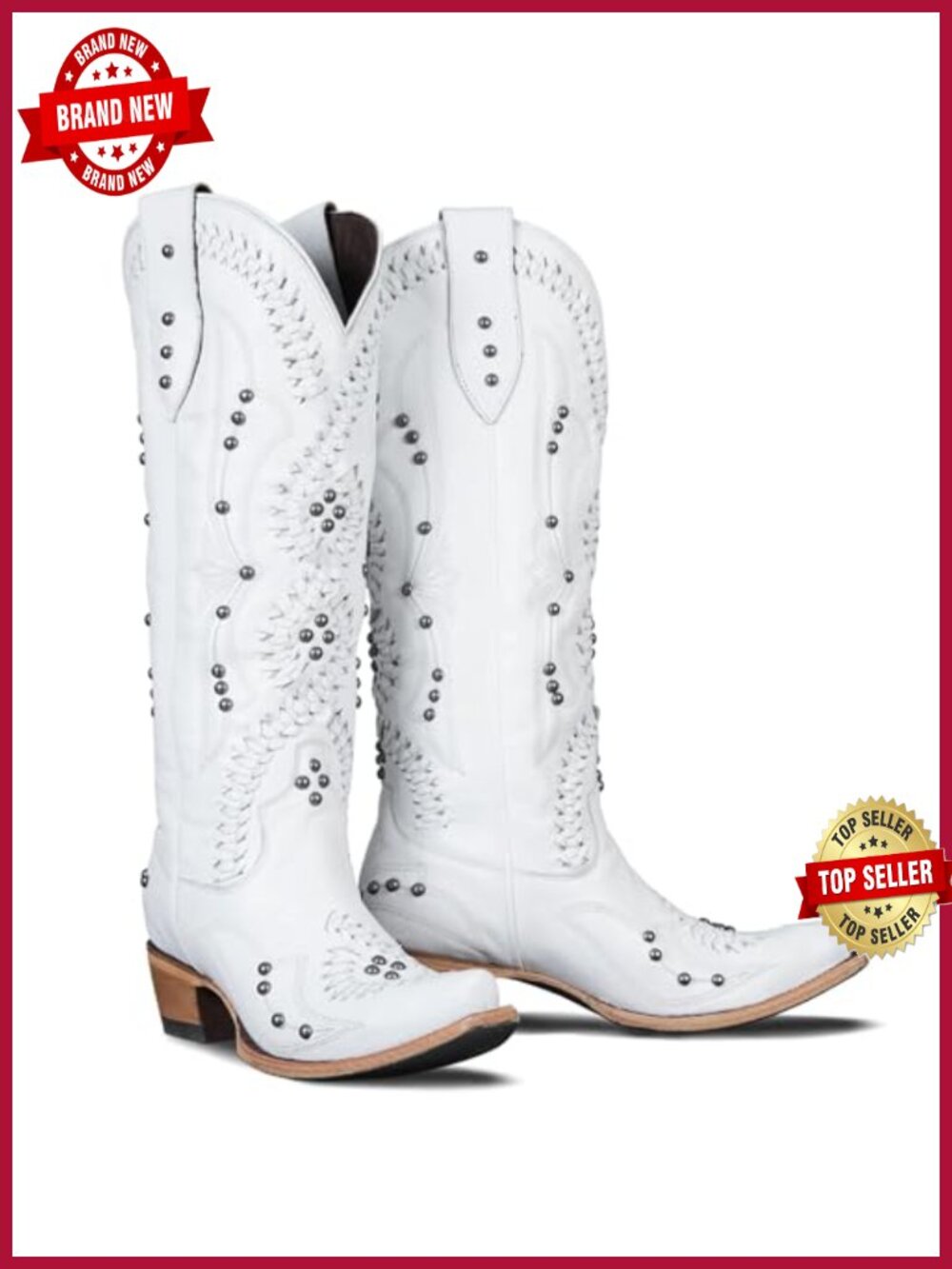 Vegan Leather Knee High Cowboy Boots Square Toe Western